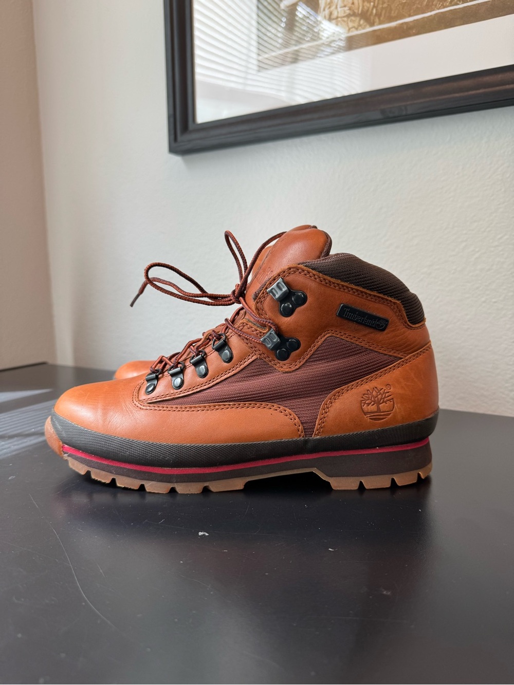Timberland Euro Hiker Leather Boots Brown Lace Up Outdoors Mid
